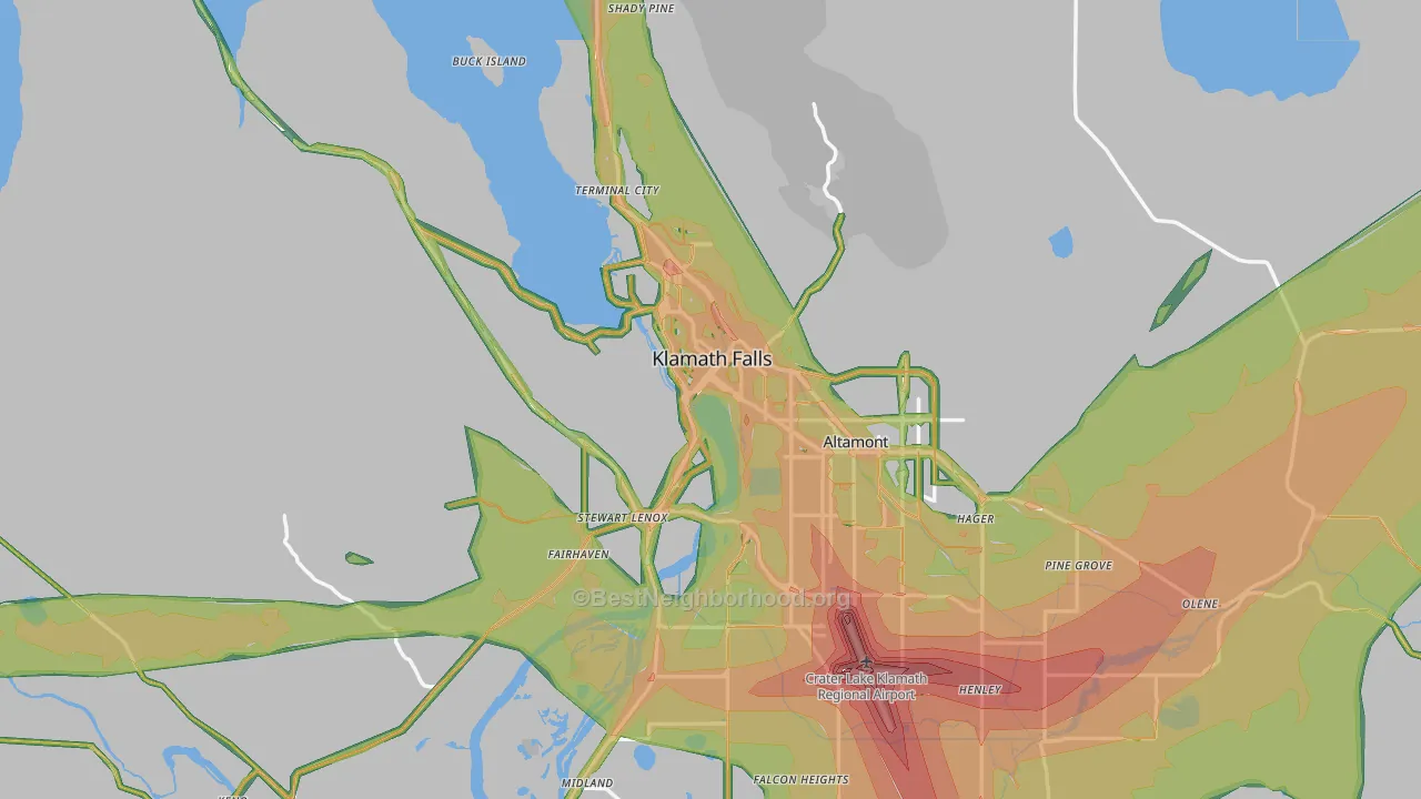 Klamath Falls, OR Map of Noise Levels in Klamath Falls