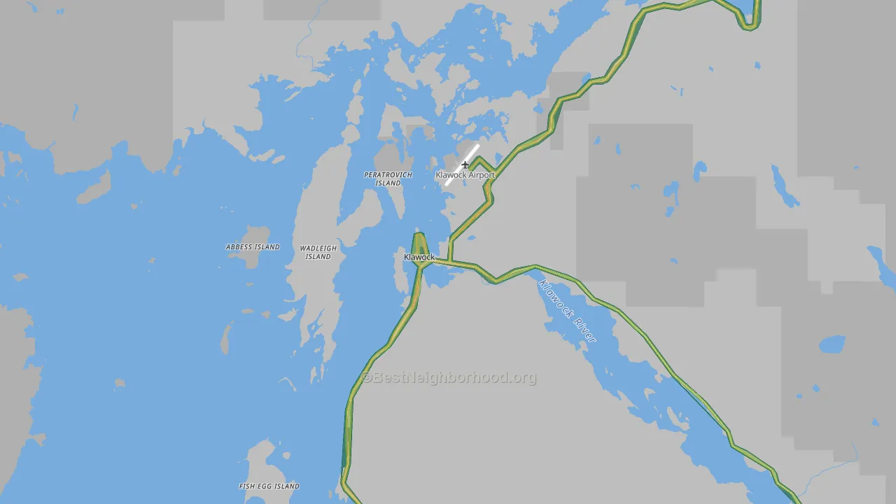 Klawock, AK Map of Noise Levels in Klawock