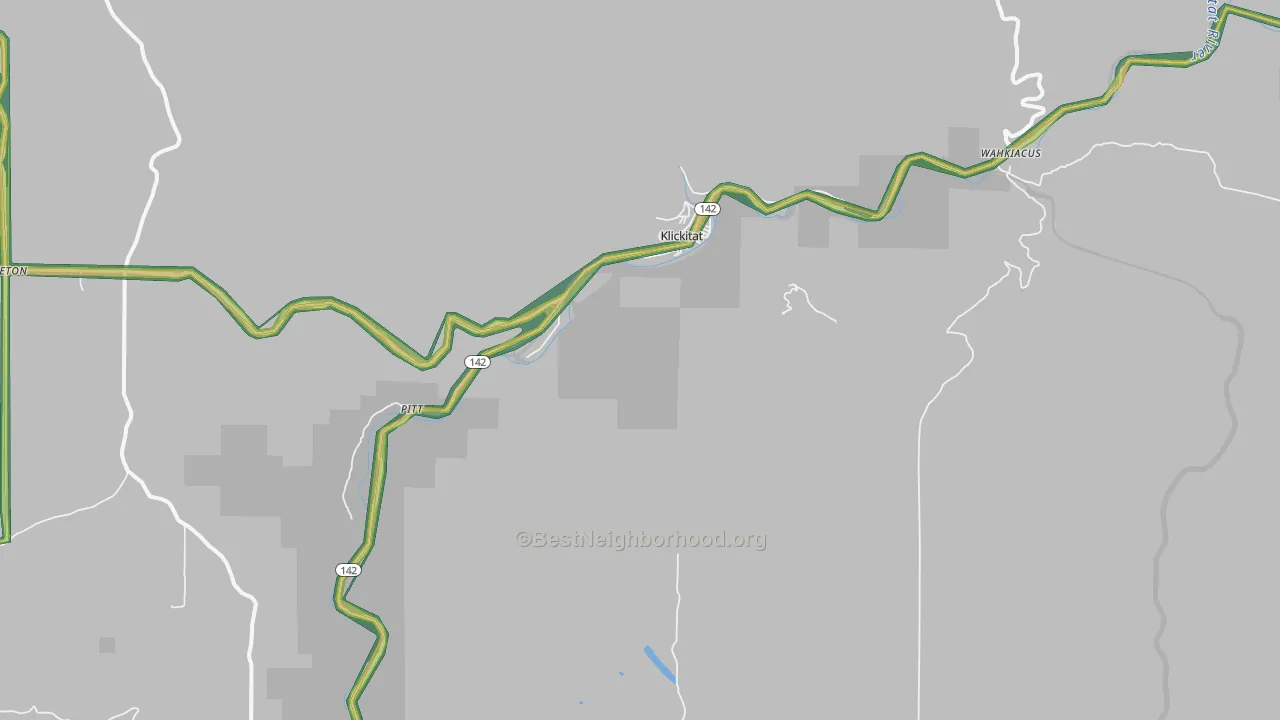 Klickitat, WA Map of Noise Levels in Klickitat