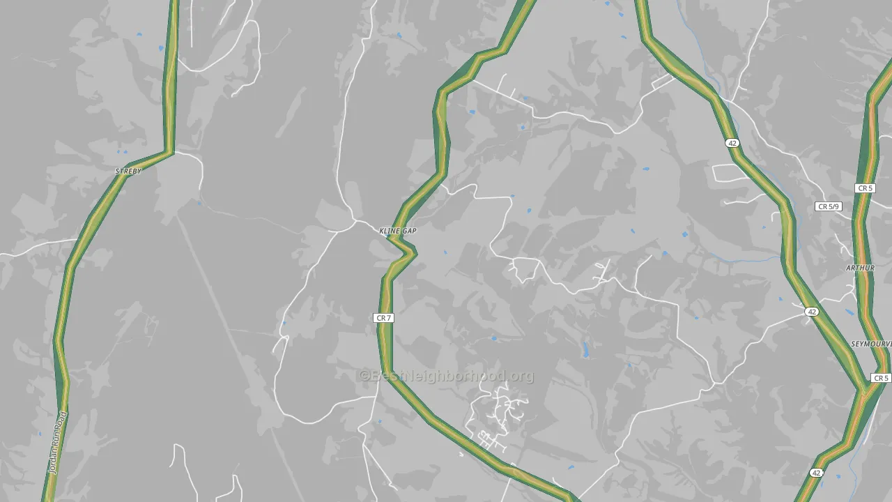 Kline Gap, WV Map of Noise Levels in Kline Gap