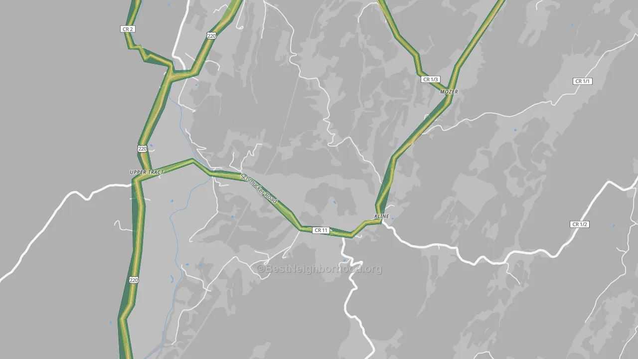 Kline, WV Map of Noise Levels in Kline