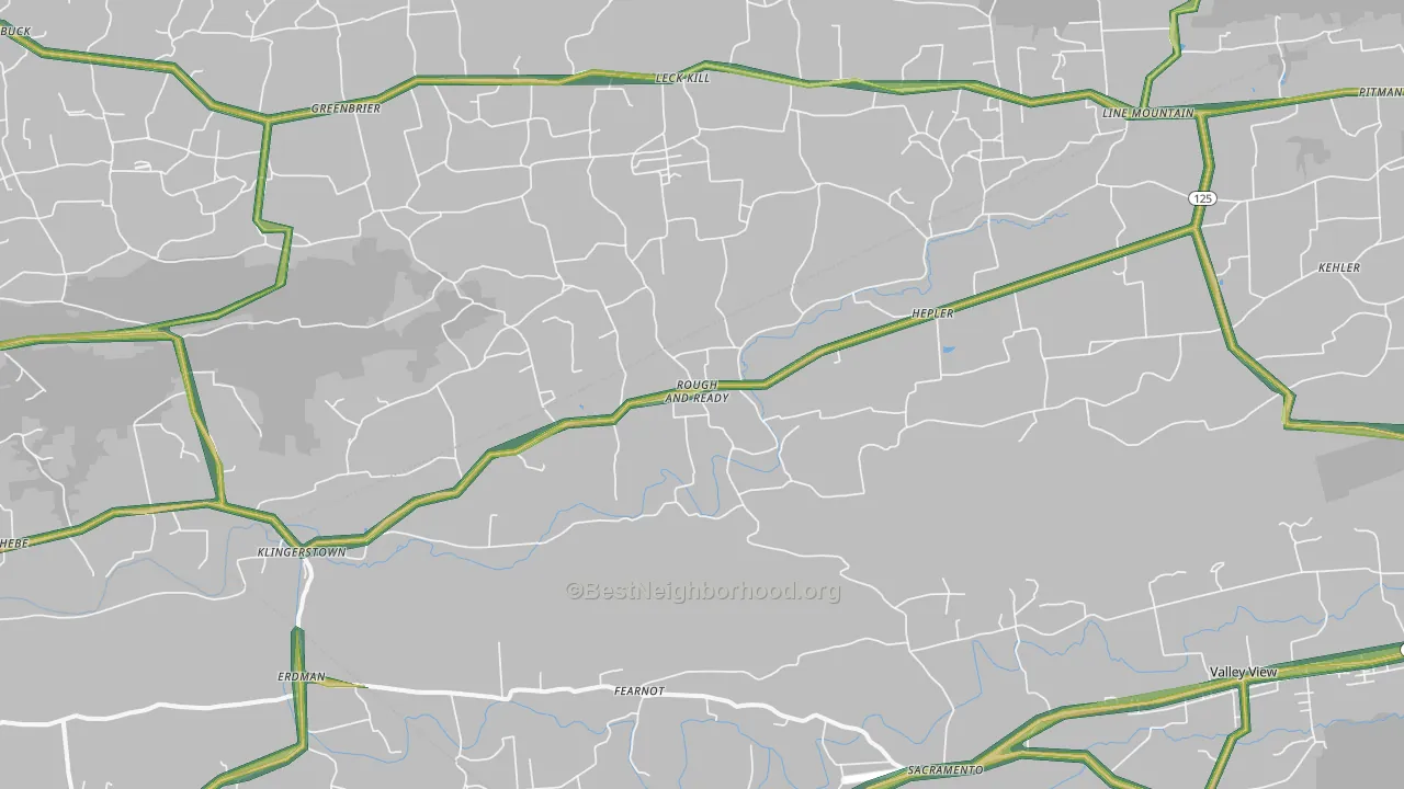 Klingerstown, PA Map of Noise Levels in Klingerstown