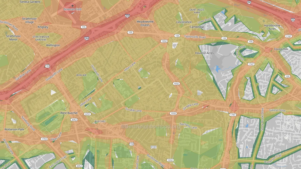 Klondike, Louisville, KY Map of Noise Levels in Klondike