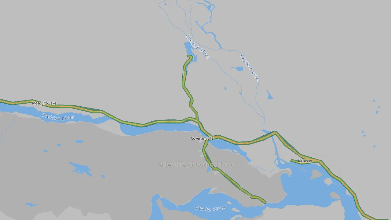 Klukwan, AK Map of Noise Levels in Klukwan