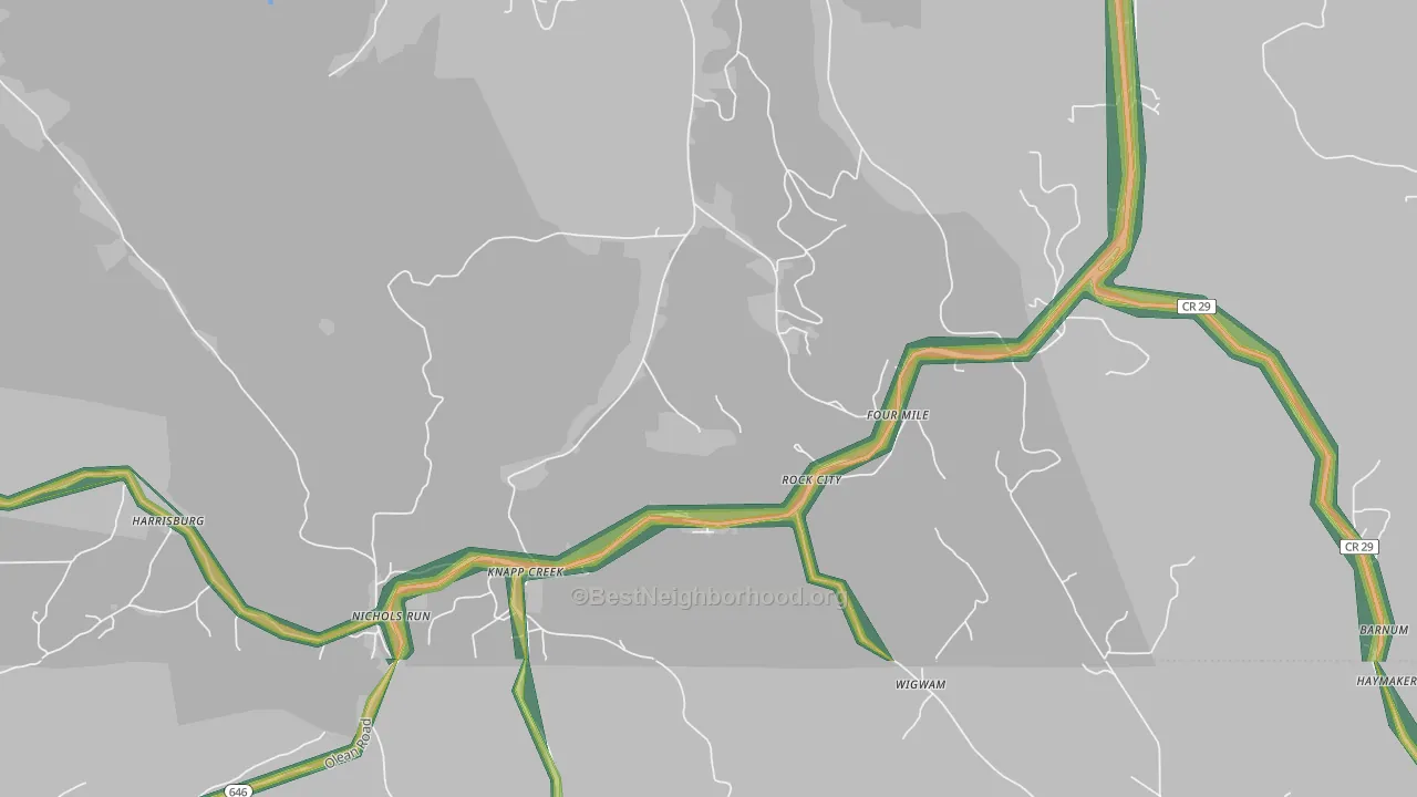 Knapp Creek, NY Map of Noise Levels in Knapp Creek