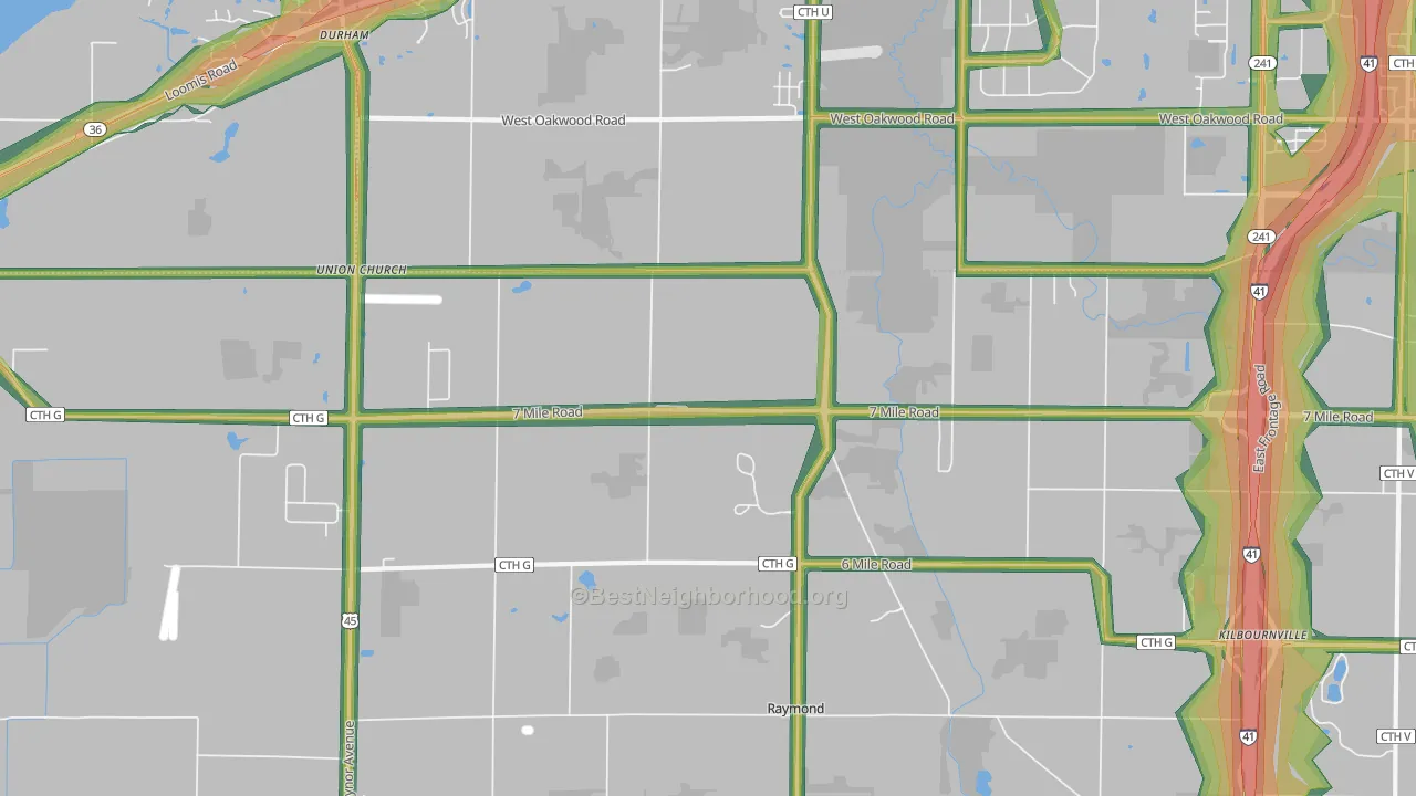 Kneeland, WI Map of Noise Levels in Kneeland