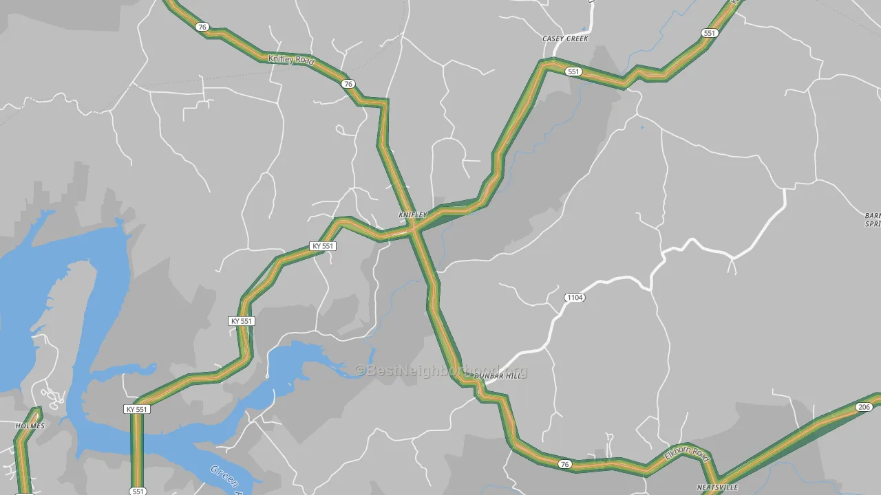 Knifley, KY Map of Noise Levels in Knifley