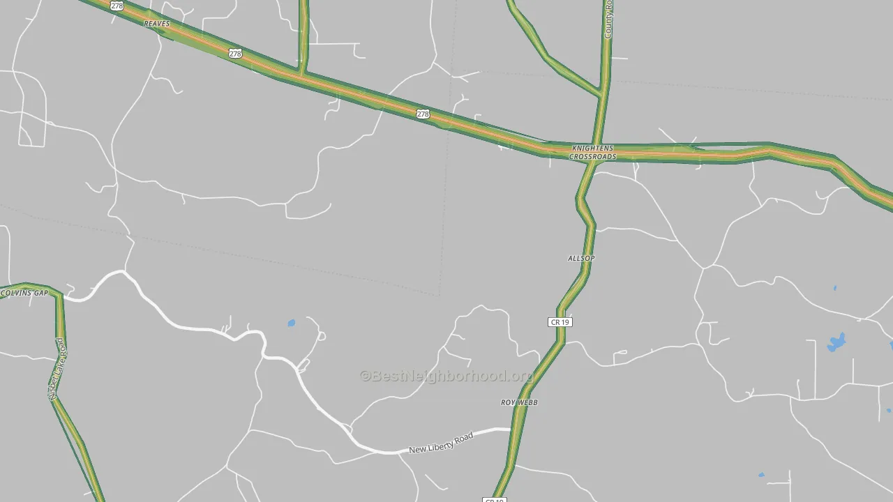 Knightens Crossroads, AL Map of Noise Levels in Knightens Crossroads