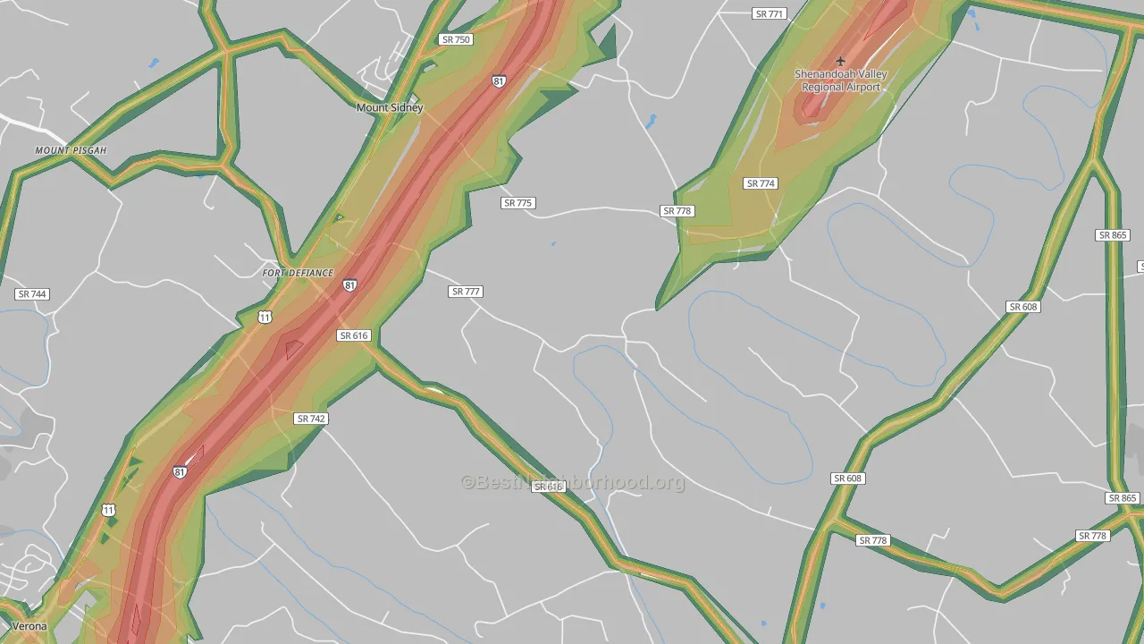 Knightly, VA Map of Noise Levels in Knightly