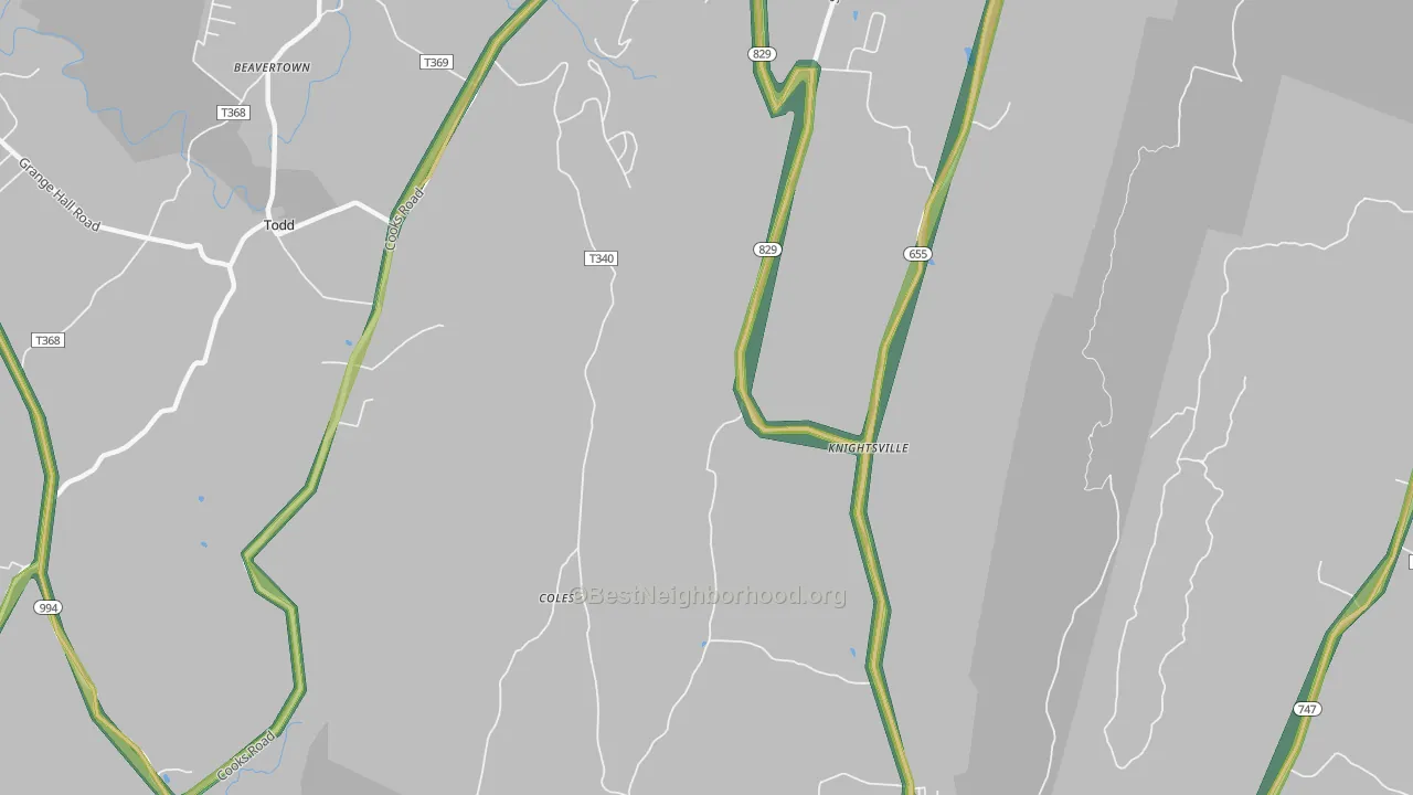 Knightsville, PA Map of Noise Levels in Knightsville