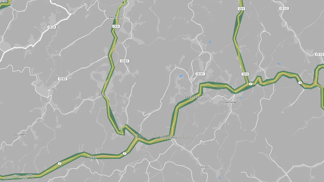 Knob Fork, WV Map of Noise Levels in Knob Fork