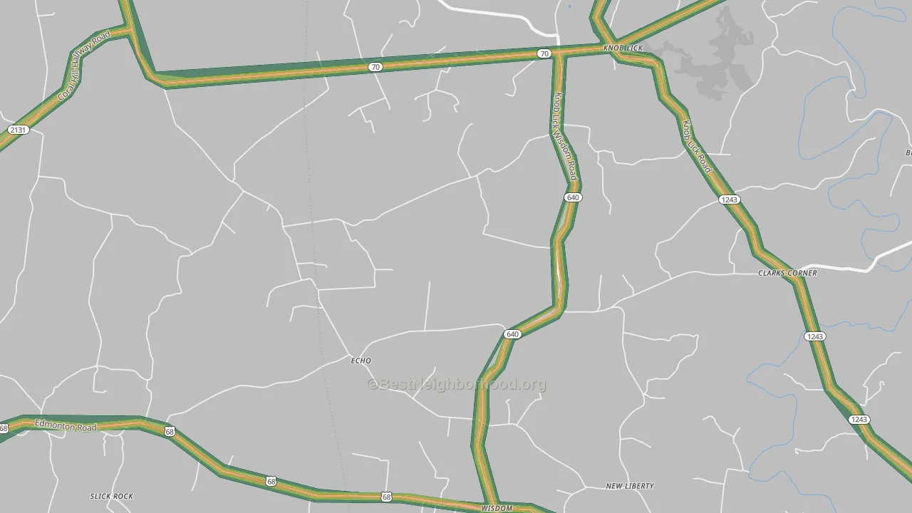 Knob Lick, KY Map of Noise Levels in Knob Lick