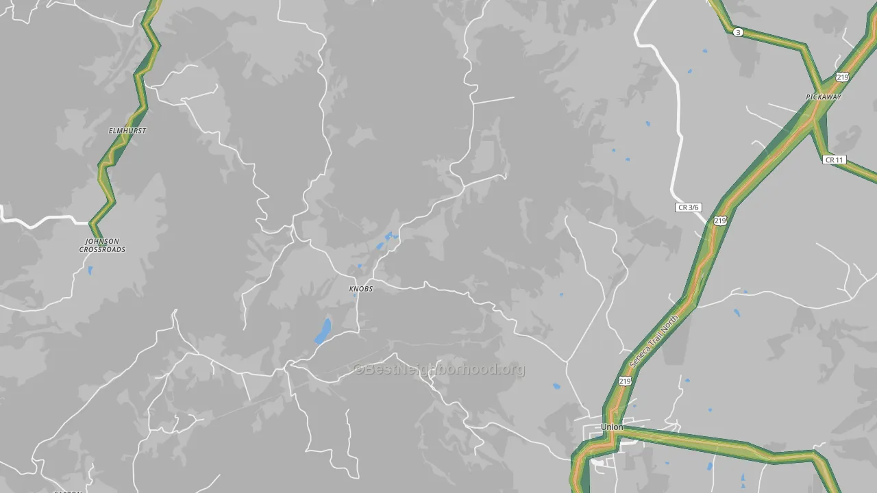 Knobs, WV Map of Noise Levels in Knobs