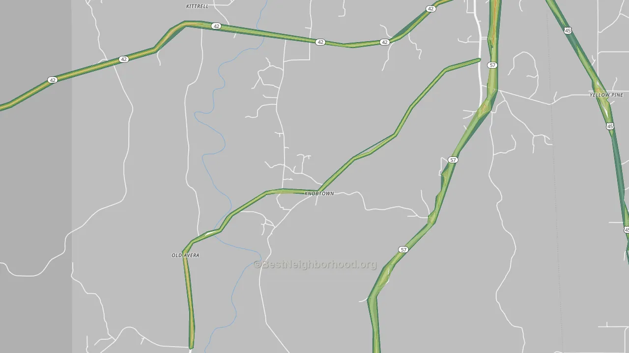 Knobtown, MS Map of Noise Levels in Knobtown
