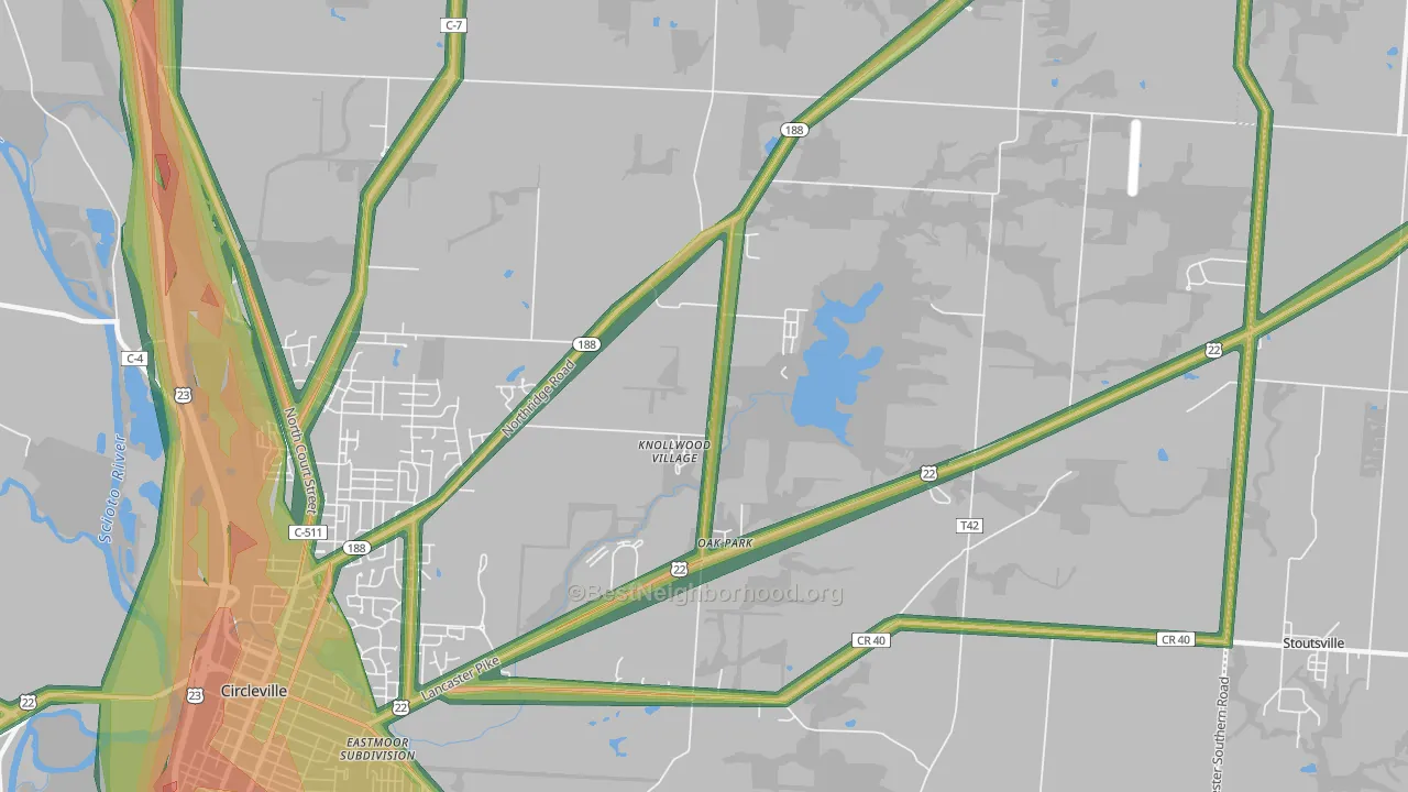 Knollwood Village, OH Map of Noise Levels in Knollwood Village