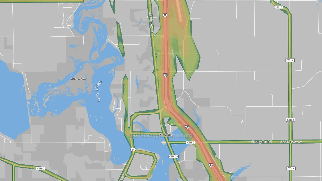 Knowlton, WI Map of Noise Levels in Knowlton