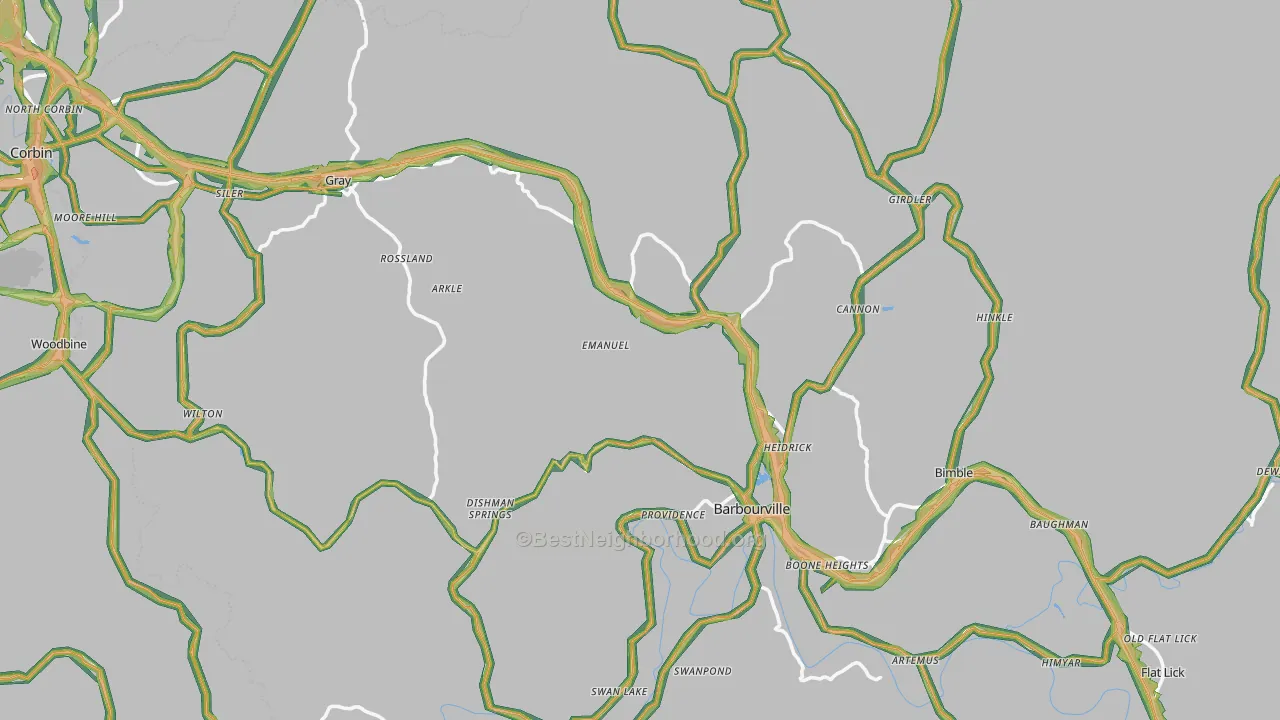Knox County, KY Map of Noise Levels in Knox County