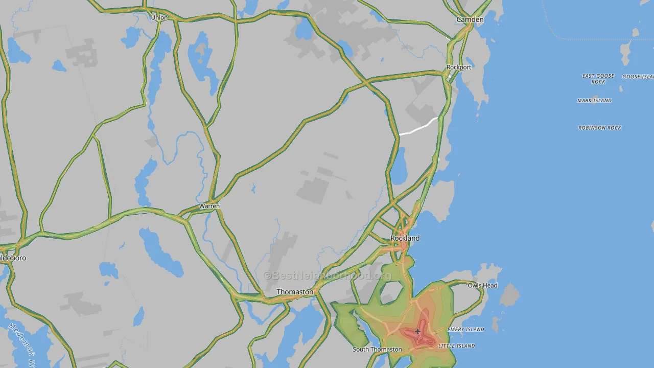 Knox County, ME Map of Noise Levels in Knox County