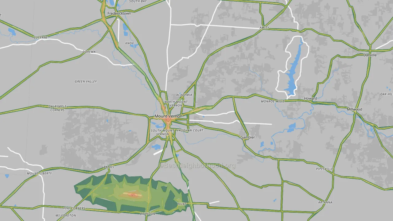 Knox County, OH Map of Noise Levels in Knox County