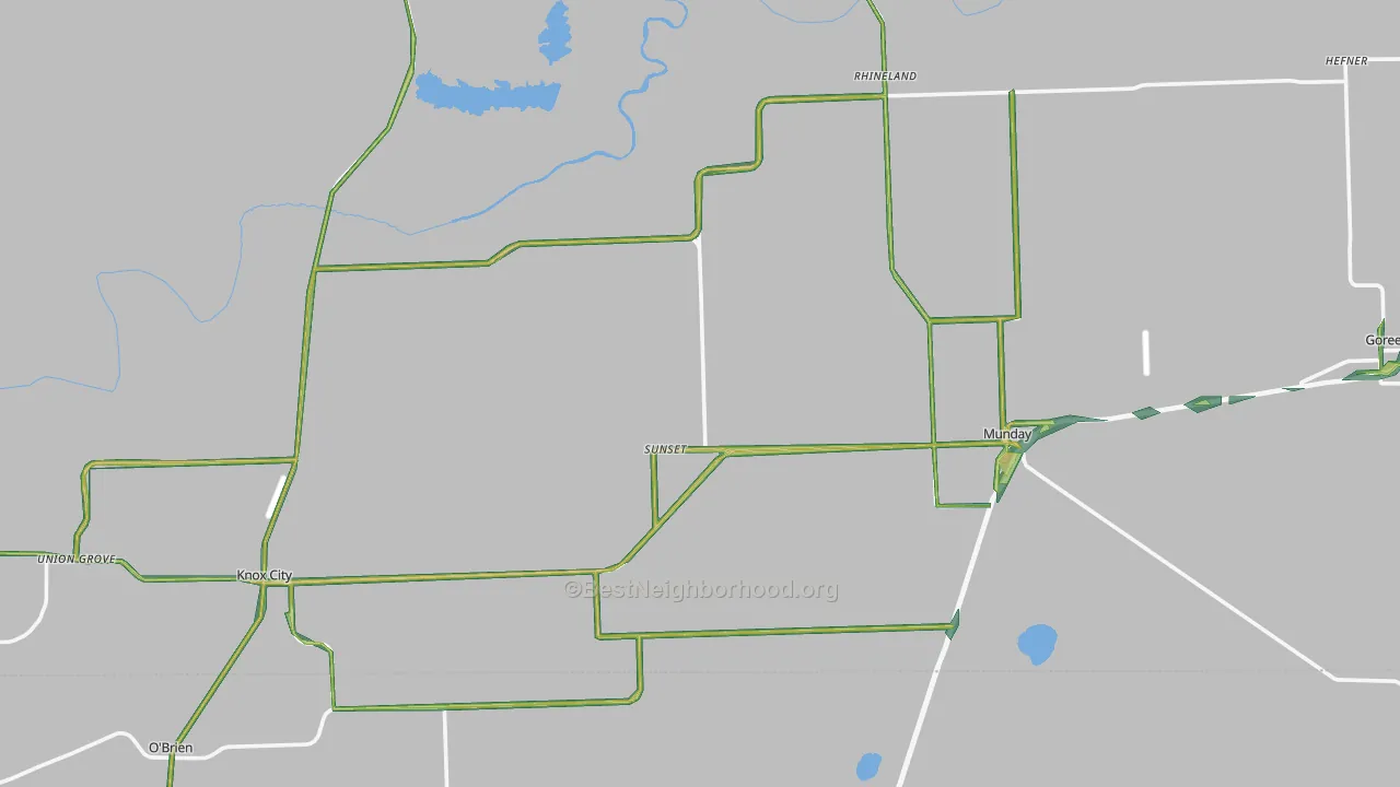 Knox County, TX Map of Noise Levels in Knox County