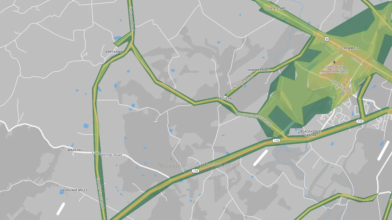 Knoxlyn, PA Map of Noise Levels in Knoxlyn