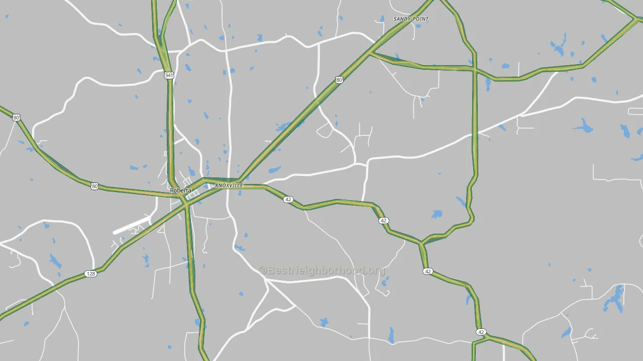 Knoxville, GA Map of Noise Levels in Knoxville