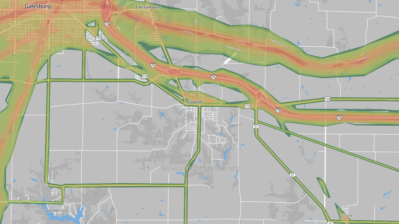 Knoxville, IL Map of Noise Levels in Knoxville