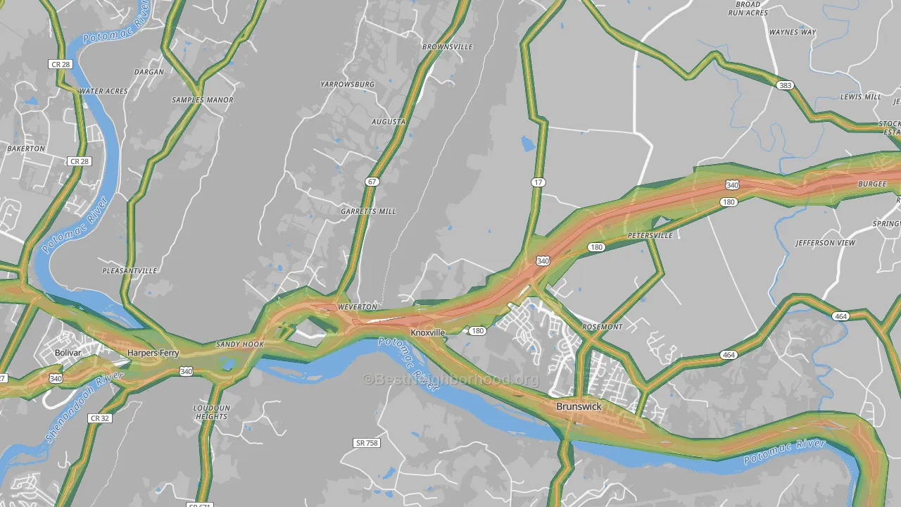 Knoxville, MD Map of Noise Levels in Knoxville