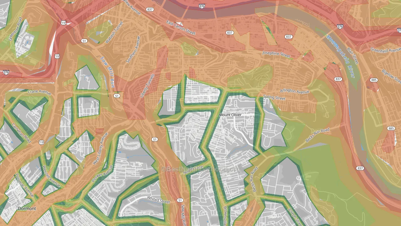 Knoxville, Pittsburgh, PA Map of Noise Levels in Knoxville
