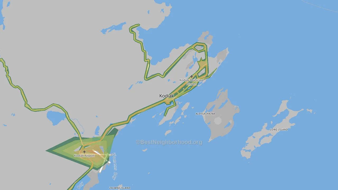 Kodiak, AK Map of Noise Levels in Kodiak