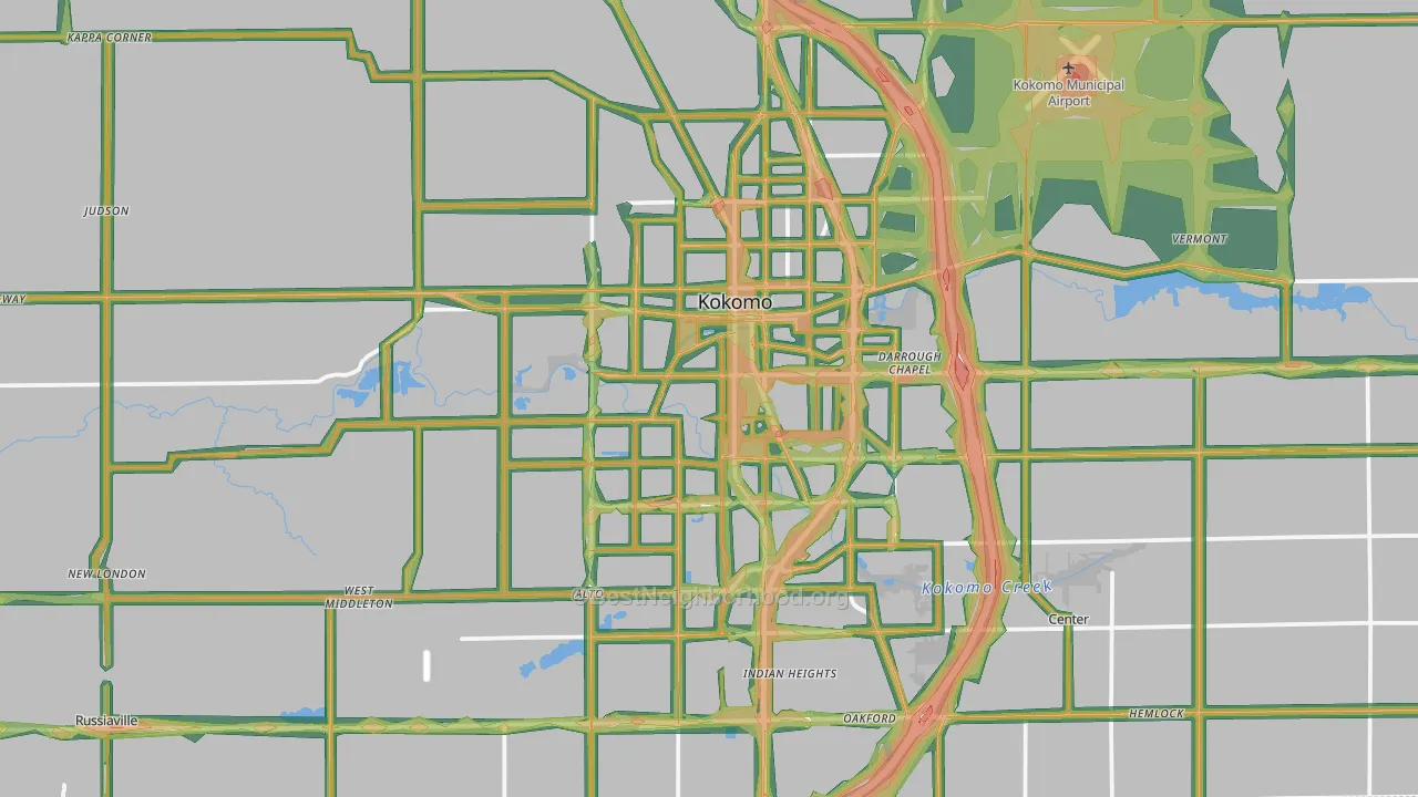 Kokomo, IN Map of Noise Levels in Kokomo