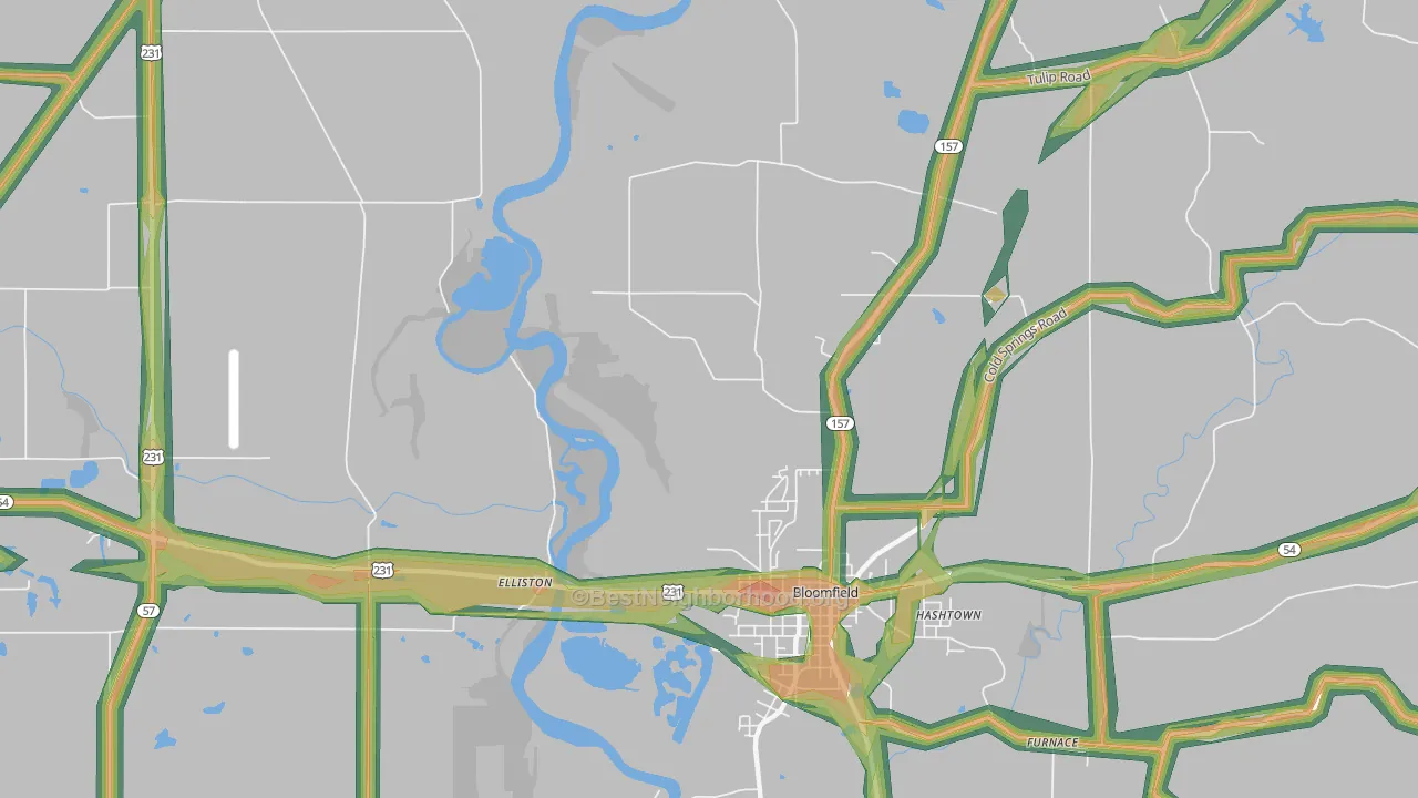 Koleen, IN Map of Noise Levels in Koleen