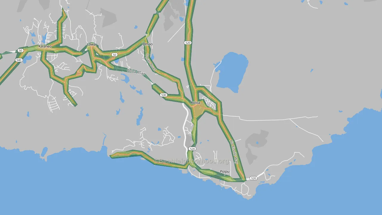 Koloa, HI Map of Noise Levels in Koloa