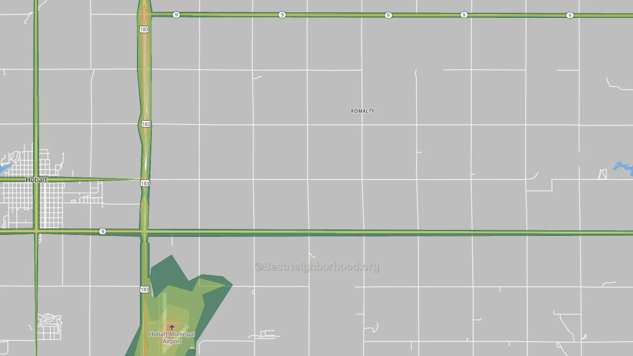 Komalty, OK Map of Noise Levels in Komalty