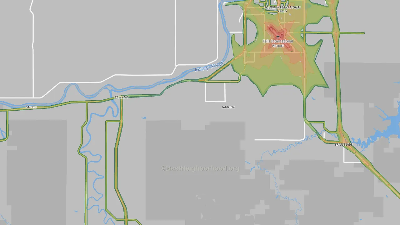 Koochiching County, MN Map of Noise Levels in Koochiching County