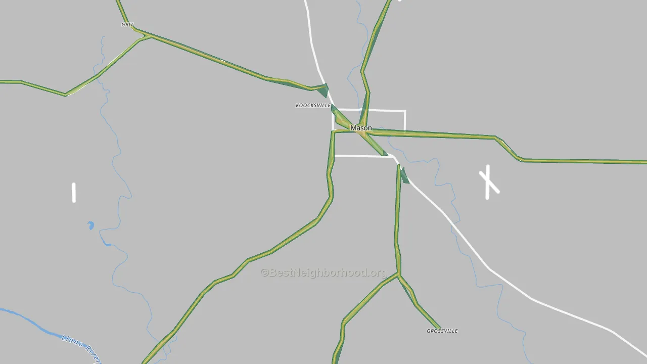 Koockville, TX Map of Noise Levels in Koockville