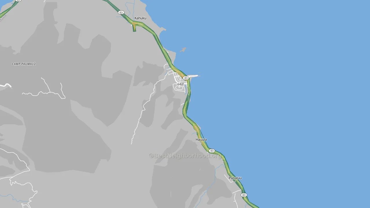 Koolauloa, Laie, HI Map of Noise Levels in Koolauloa