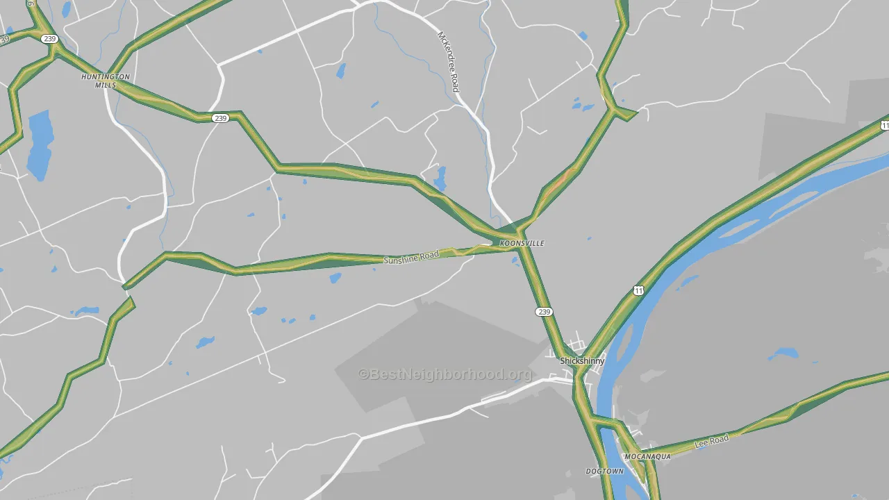 Koonsville, PA Map of Noise Levels in Koonsville