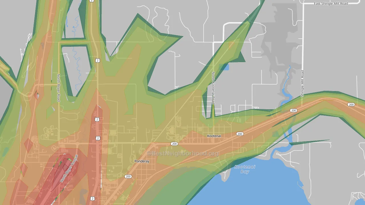 Kootenai, ID Map of Noise Levels in Kootenai