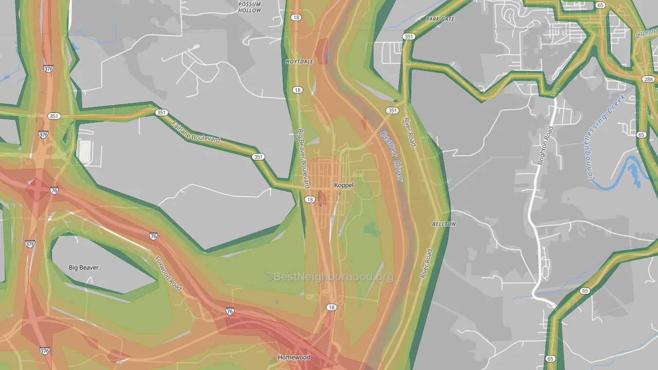 Koppel, PA Map of Noise Levels in Koppel