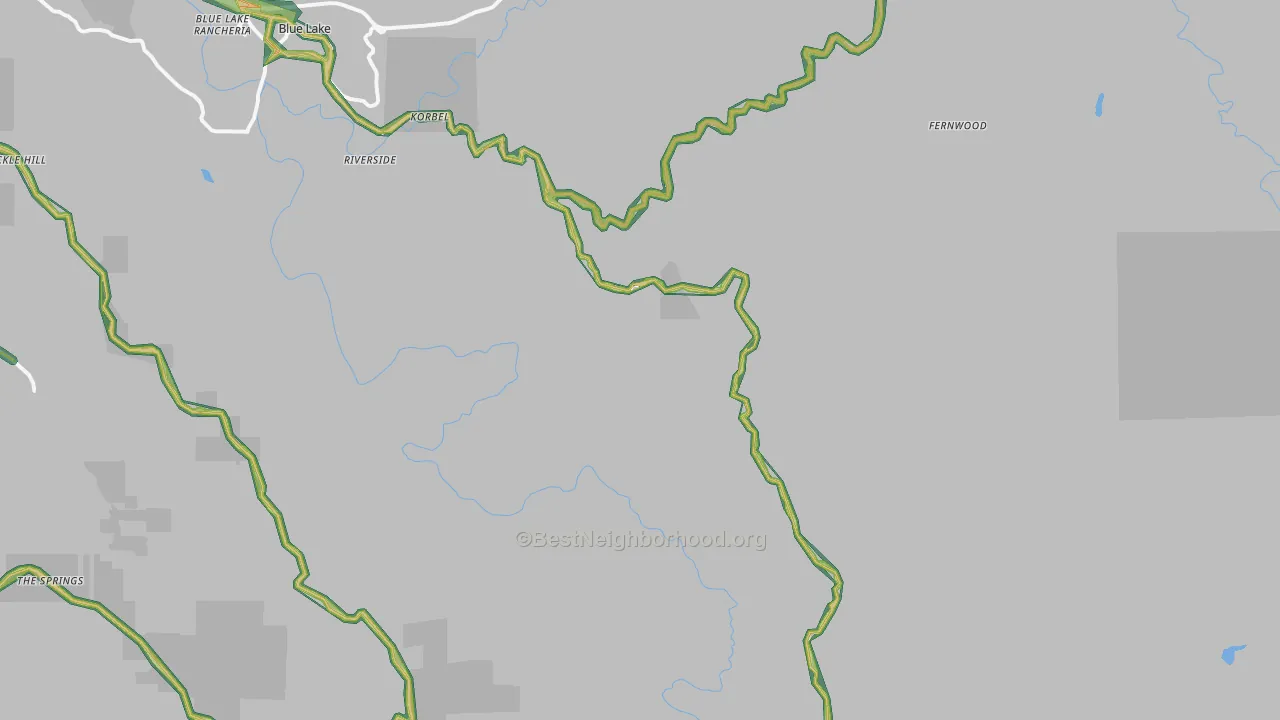 Korbel, CA Map of Noise Levels in Korbel
