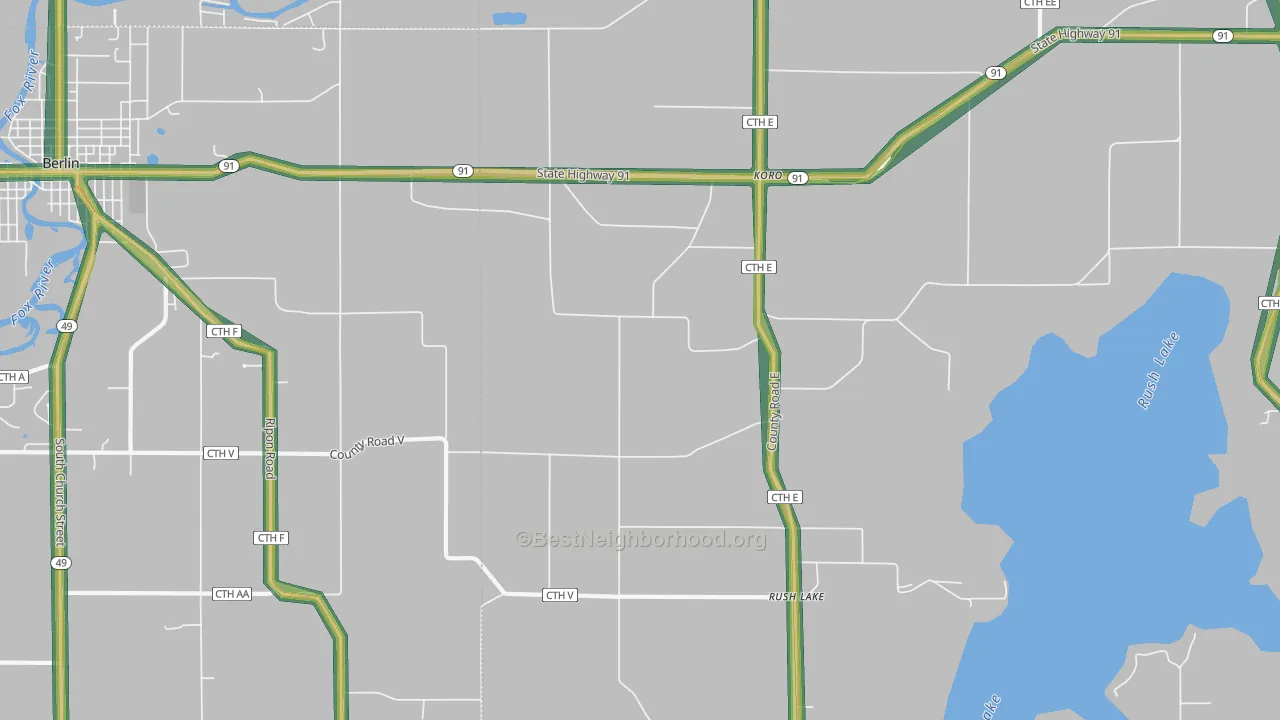 Koro, WI Map of Noise Levels in Koro