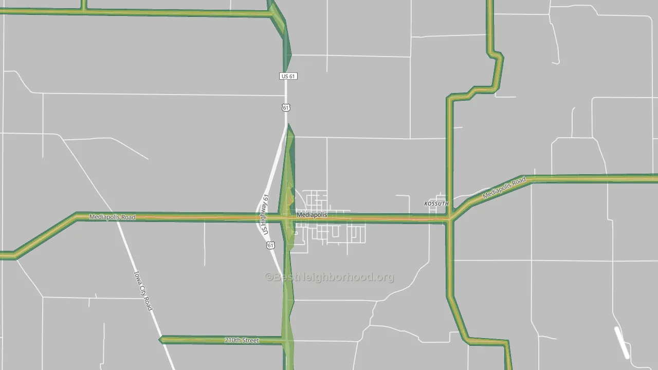 Kossuth, IA Map of Noise Levels in Kossuth