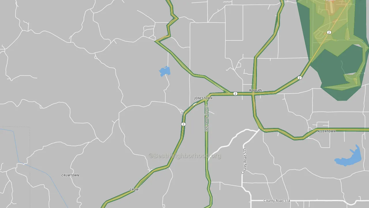 Kossuth, MS Map of Noise Levels in Kossuth