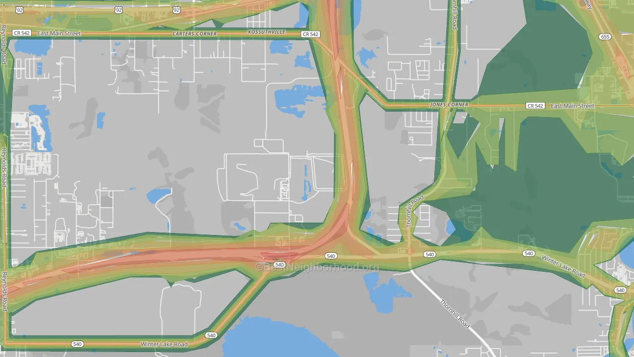 Kossuthville, FL Map of Noise Levels in Kossuthville