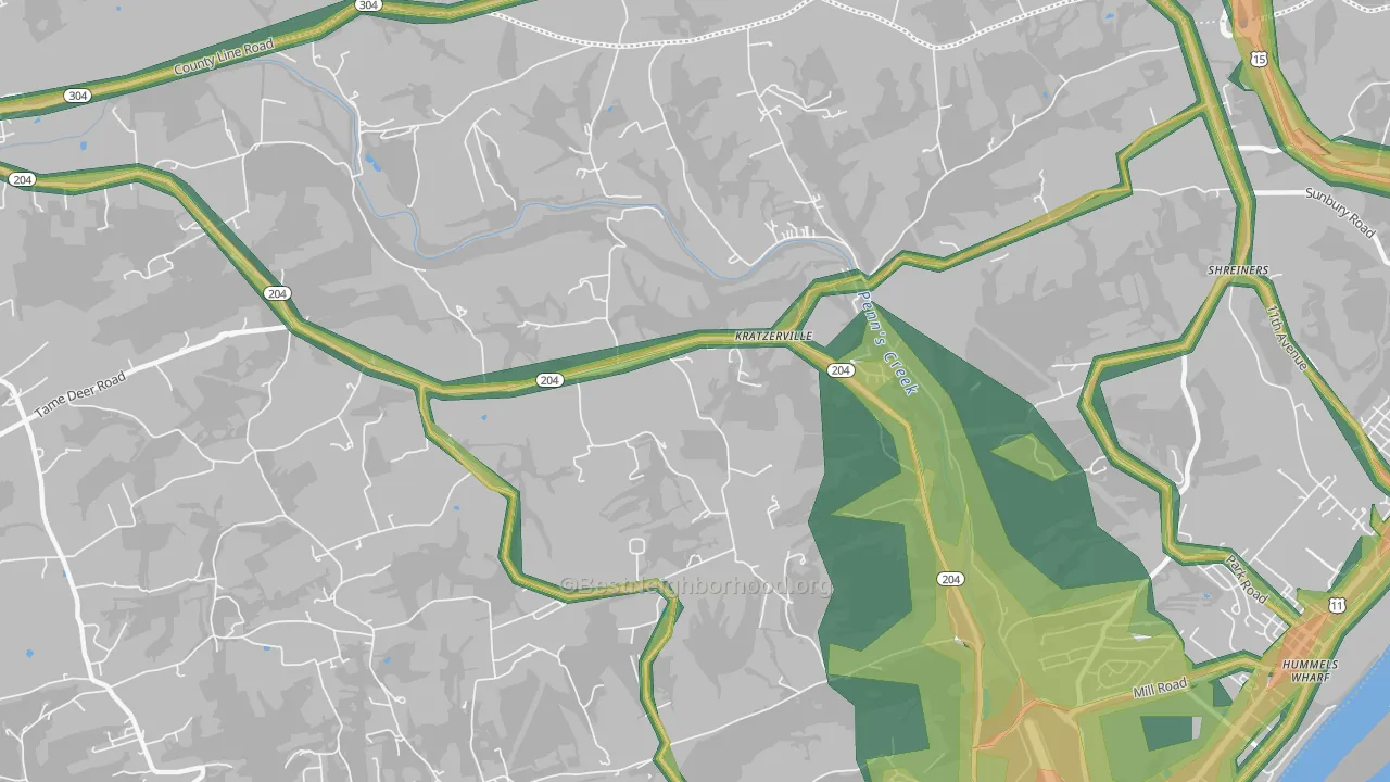 Kratzerville, PA Map of Noise Levels in Kratzerville