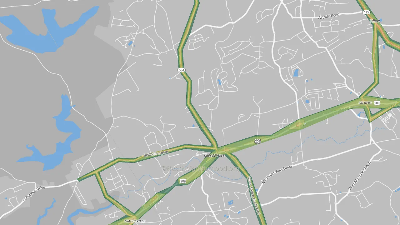 Kresgeville, PA Map of Noise Levels in Kresgeville