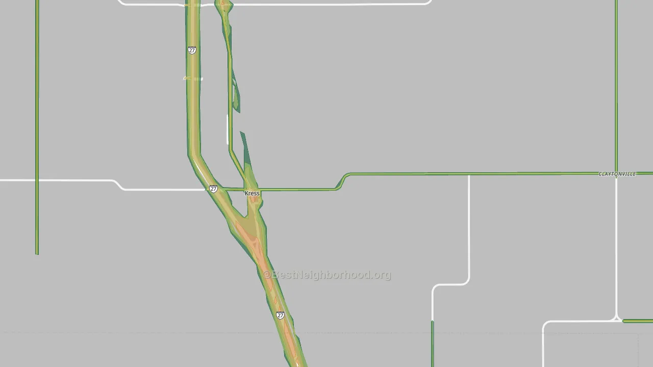 Kress, TX Map of Noise Levels in Kress