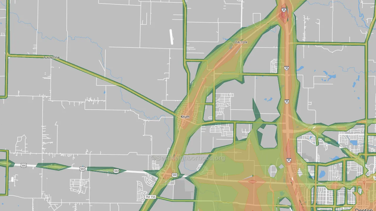 Krum, TX Map of Noise Levels in Krum