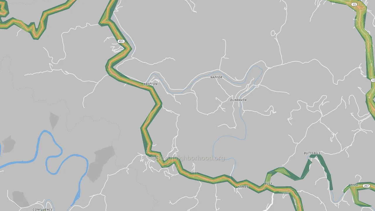 Krypton, KY Map of Noise Levels in Krypton